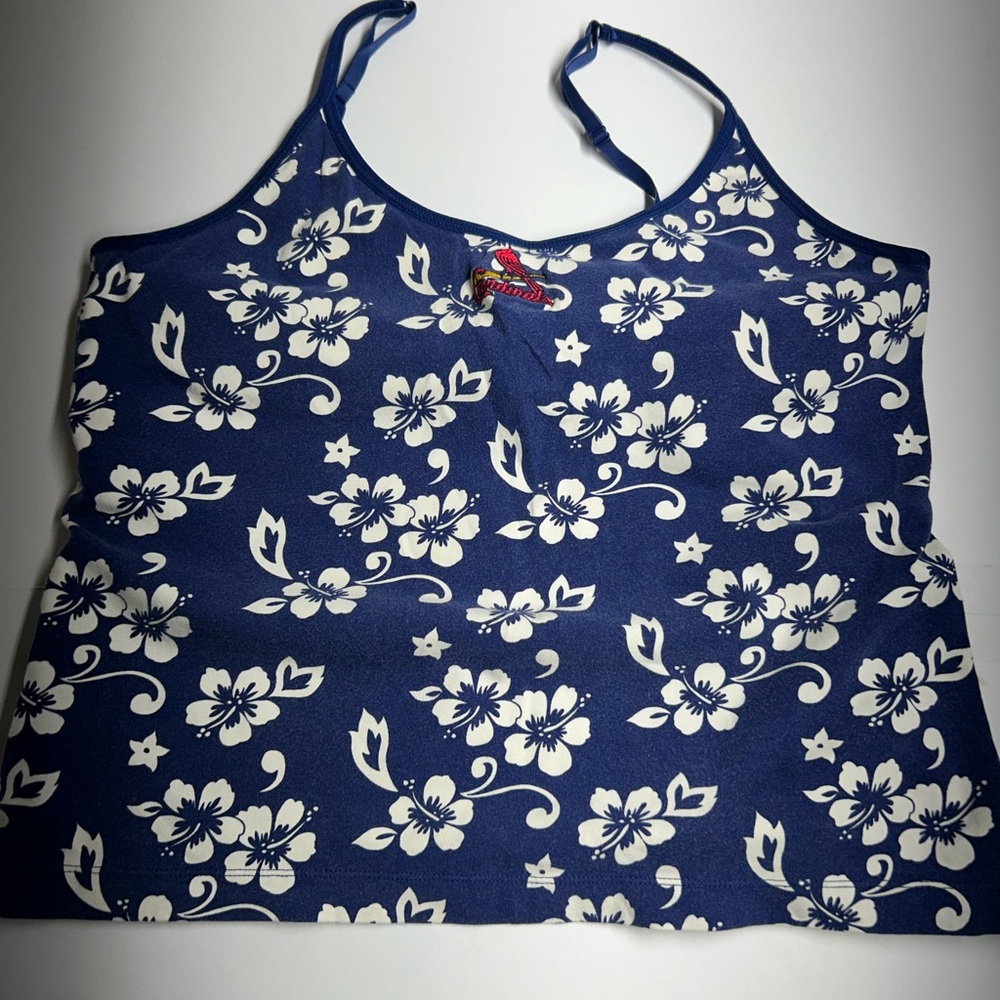Antigua Navy and White Floral St Louis Cardinals Camisole w built‎ in bra